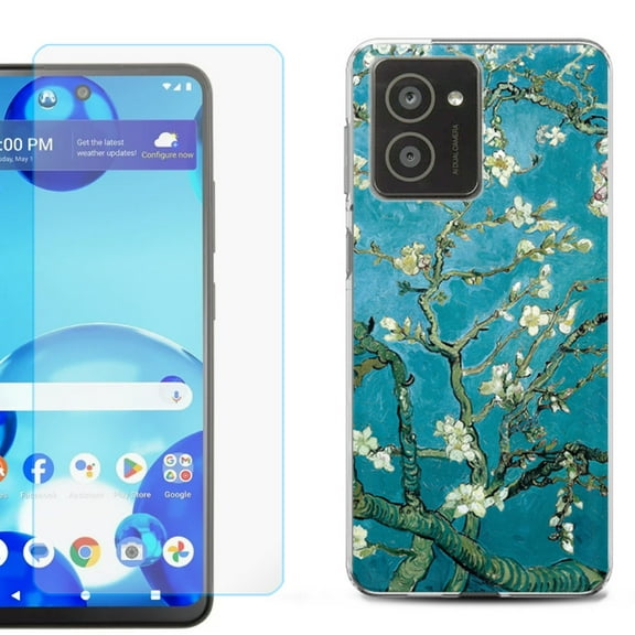 For HMD Vibe Shockproof Phone Case Cover with Tempered Glass Screen Protector, by OneToughShield - Almond Blossom