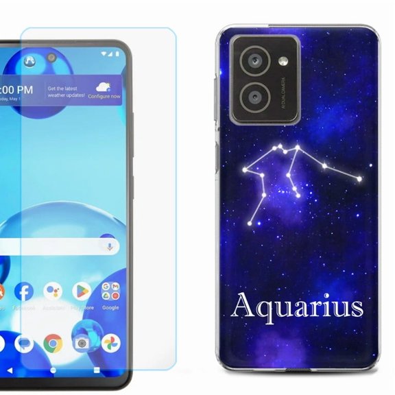 For HMD Vibe Shockproof Phone Case Cover with Tempered Glass Screen Protector, by OneToughShield - Aquarius