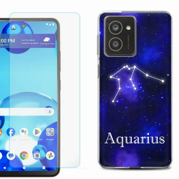 For HMD Vibe Shockproof Phone Case Cover with Tempered Glass Screen Protector, by OneToughShield - Aquarius