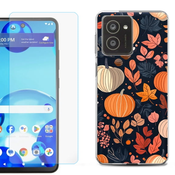 For HMD Vibe Shockproof Phone Case Cover with Tempered Glass Screen Protector, by OneToughShield - Autumn Season