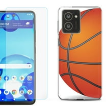 For HMD Vibe Shockproof Phone Case Cover with Tempered Glass Screen Protector, by OneToughShield - Basketball