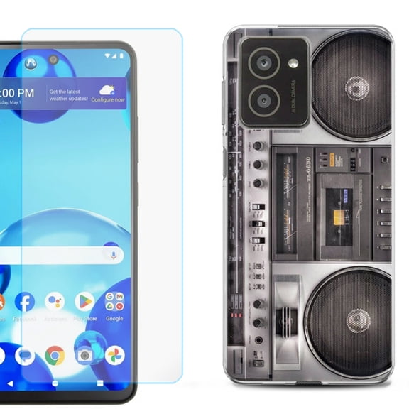 For HMD Vibe Shockproof Phone Case Cover with Tempered Glass Screen Protector, by OneToughShield - Boombox