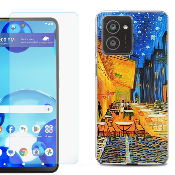 For HMD Vibe Shockproof Phone Case Cover with Tempered Glass Screen Protector, by OneToughShield - Cafe Terrace