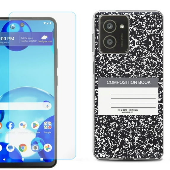 For HMD Vibe Shockproof Phone Case Cover with Tempered Glass Screen Protector, by OneToughShield - Composition Book