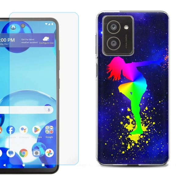For HMD Vibe Shockproof Phone Case Cover with Tempered Glass Screen Protector, by OneToughShield - Cosmos Dance