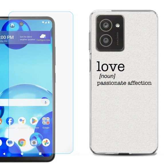 For HMD Vibe Shockproof Phone Case Cover with Tempered Glass Screen Protector, by OneToughShield - Dictionary/Love