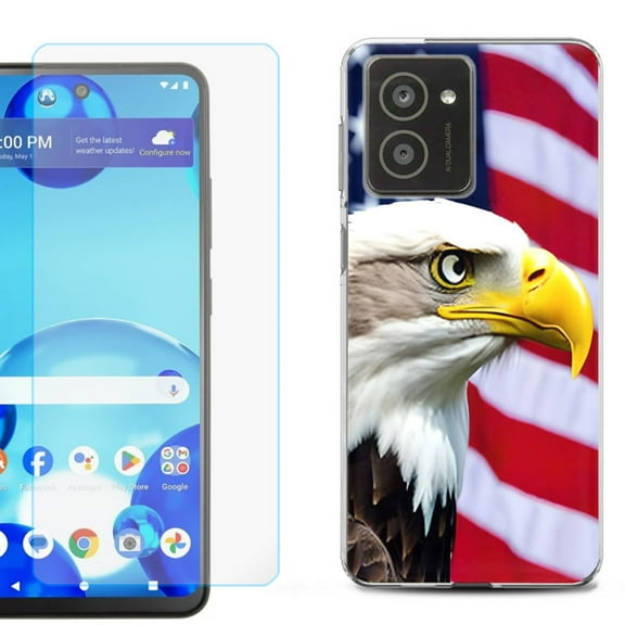 For HMD Vibe Shockproof Phone Case Cover with Tempered Glass Screen Protector, by OneToughShield - Eagle