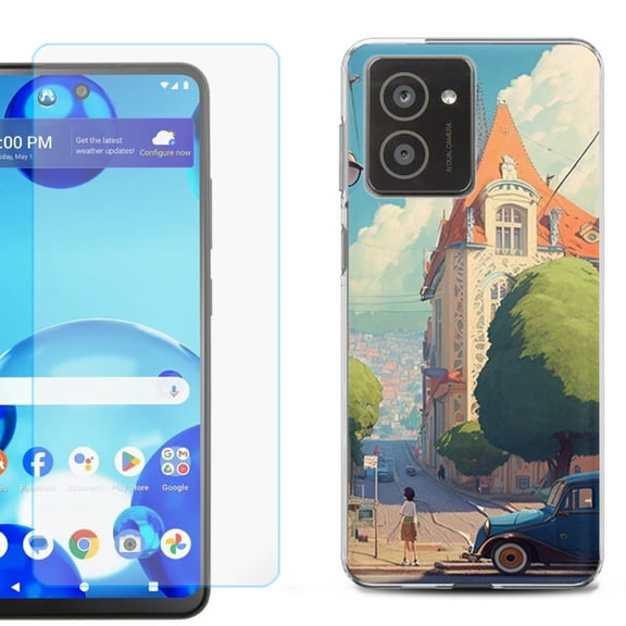 For HMD Vibe Shockproof Phone Case Cover with Tempered Glass Screen Protector, by OneToughShield - Europe Summer