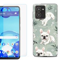 For HMD Vibe Shockproof Phone Case Cover with Tempered Glass Screen Protector, by OneToughShield - French Bulldog