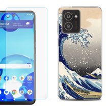 For HMD Vibe Shockproof Phone Case Cover with Tempered Glass Screen Protector, by OneToughShield - Great Wave