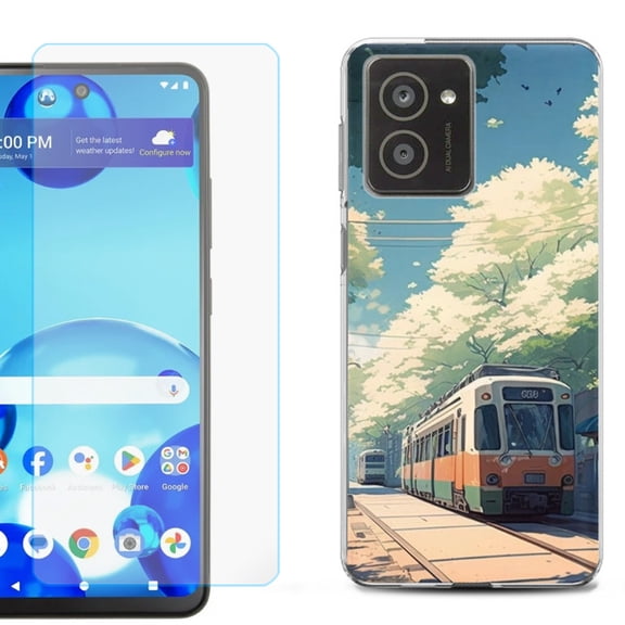 For HMD Vibe Shockproof Phone Case Cover with Tempered Glass Screen Protector, by OneToughShield - Kyoto Summer