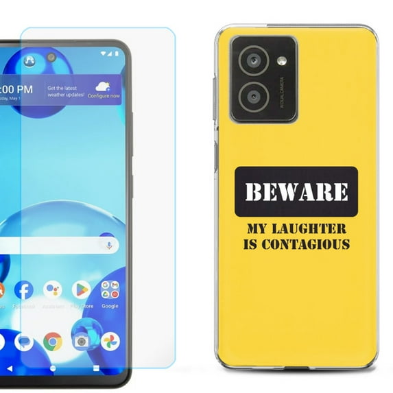 For HMD Vibe Shockproof Phone Case Cover with Tempered Glass Screen Protector, by OneToughShield - Laughter