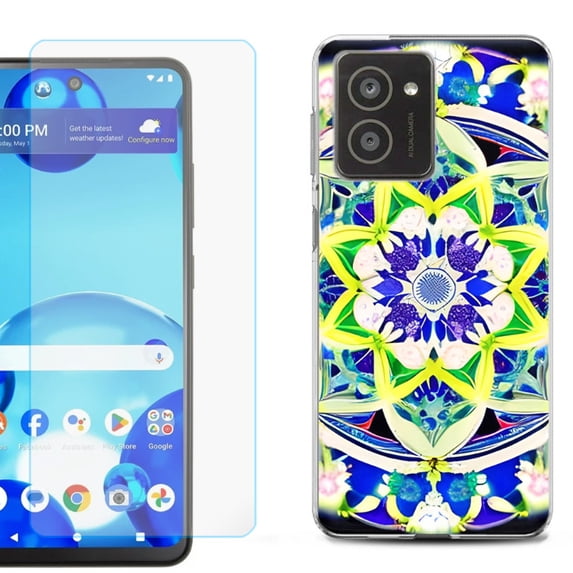 For HMD Vibe Shockproof Phone Case Cover with Tempered Glass Screen Protector, by OneToughShield - Mandalas Color