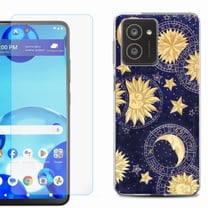 For HMD Vibe Shockproof Phone Case Cover with Tempered Glass Screen Protector, by OneToughShield - Moon Sun Star