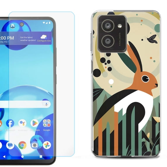 For HMD Vibe Shockproof Phone Case Cover with Tempered Glass Screen Protector, by OneToughShield - Rabbit