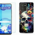 thumbnail image 1 of For HMD Vibe Shockproof Phone Case Cover with Tempered Glass Screen Protector, by OneToughShield - Skull Flower, 1 of 2