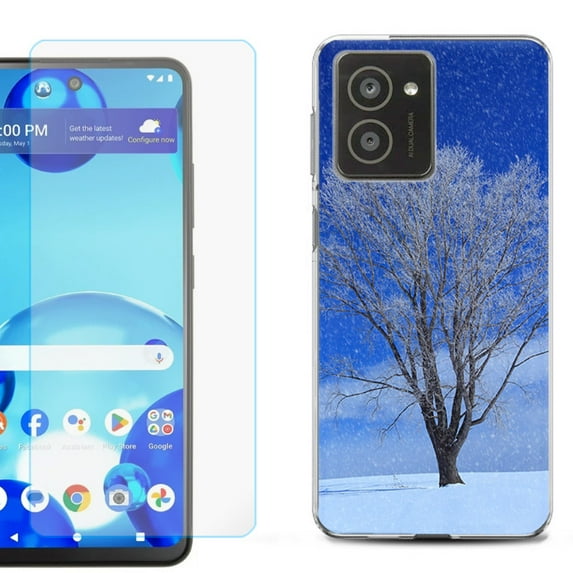 For HMD Vibe Shockproof Phone Case Cover with Tempered Glass Screen Protector, by OneToughShield - Snowing Tree