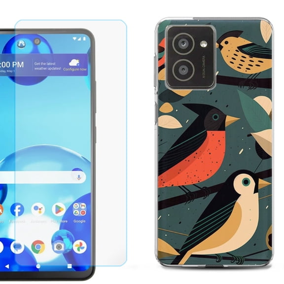 For HMD Vibe Shockproof Phone Case Cover with Tempered Glass Screen Protector, by OneToughShield - Songbird