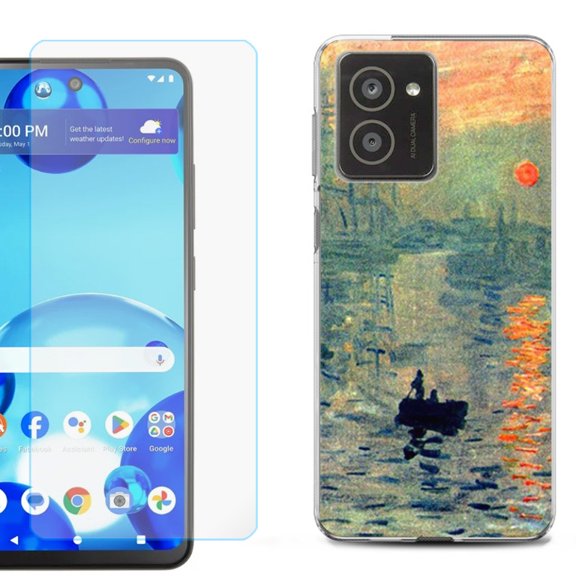 For HMD Vibe Shockproof Phone Case Cover with Tempered Glass Screen Protector, by OneToughShield - Sunrise Impression
