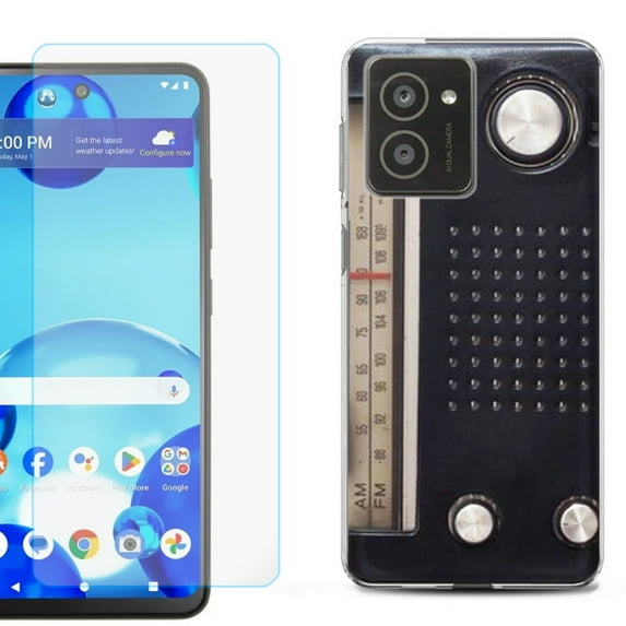 For HMD Vibe Shockproof Phone Case Cover with Tempered Glass Screen Protector, by OneToughShield - Vintage Radio