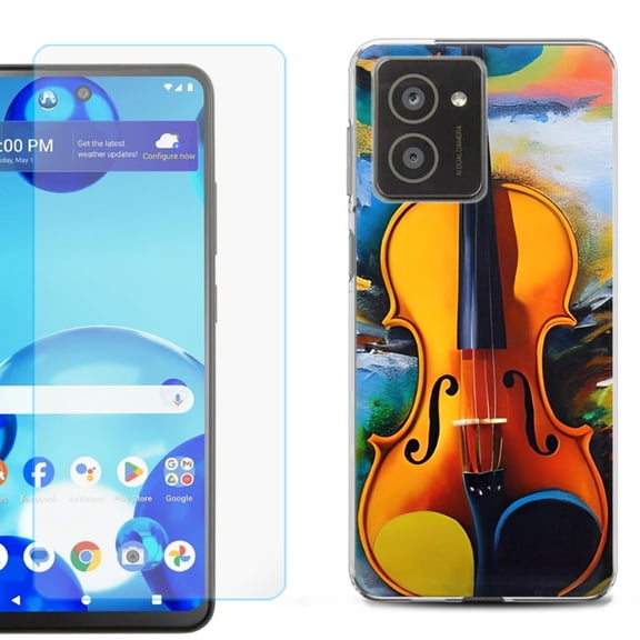 For HMD Vibe Shockproof Phone Case Cover with Tempered Glass Screen Protector, by OneToughShield - Violin