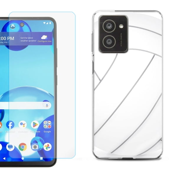 For HMD Vibe Shockproof Phone Case Cover with Tempered Glass Screen Protector, by OneToughShield - Volleyball