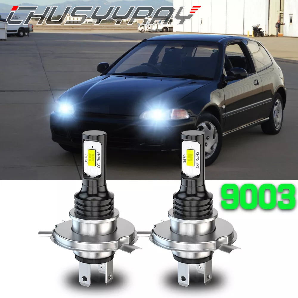 For HONDA CIVIC 1992-2002 2003 H4 HB2 9003 LED Headlight High Low Beam Bulbs Kit 6000K White 2Pcs