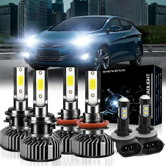 For HYUNDAI ELANTRA 2014-2016 Headlights H7 LED High Beam+H11 Low Beam+881 LED Fog Light Bulbs,6pcs