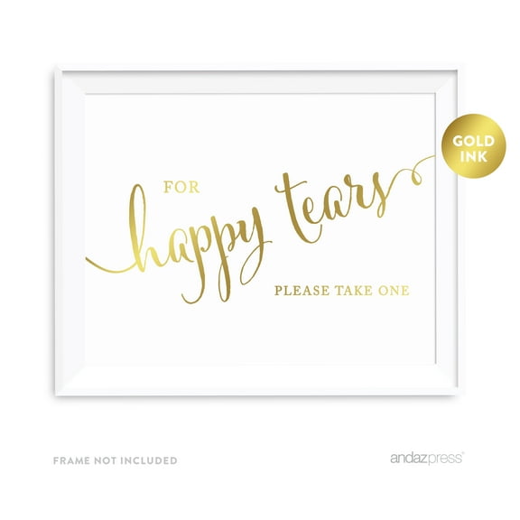 For Happy Tears Tissue Metallic Gold Wedding Party Signs