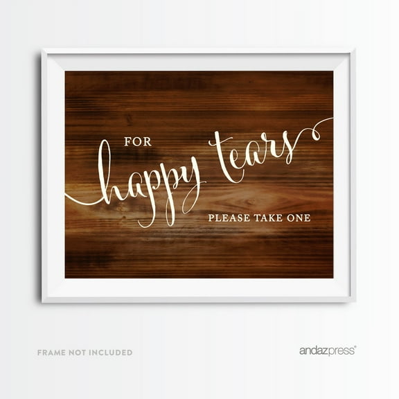 For Happy Tears Tissue Rustic Wood Wedding Party Signs