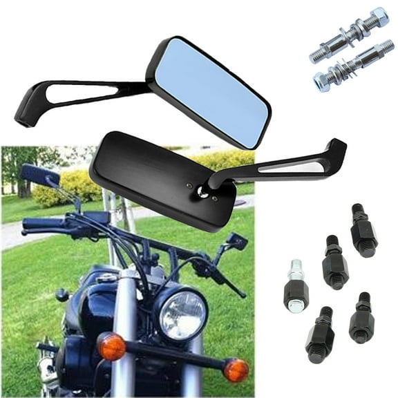 For Harley Davidson Sportster 883 1200 XL1200N XL1200C Black Motorcycle Bobber Rectangle Side Mirrors Wing V-Rod Mirrors