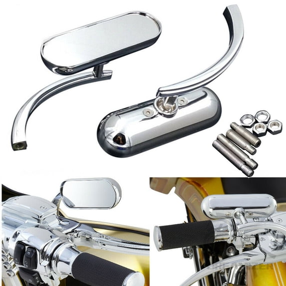For Harley Touring Electra Glide Dyna Fatboy Softail Sportster Motorcycle Rearview Mirror Black Square Oval Side Mirror Mirrors (Color : Chrome)
