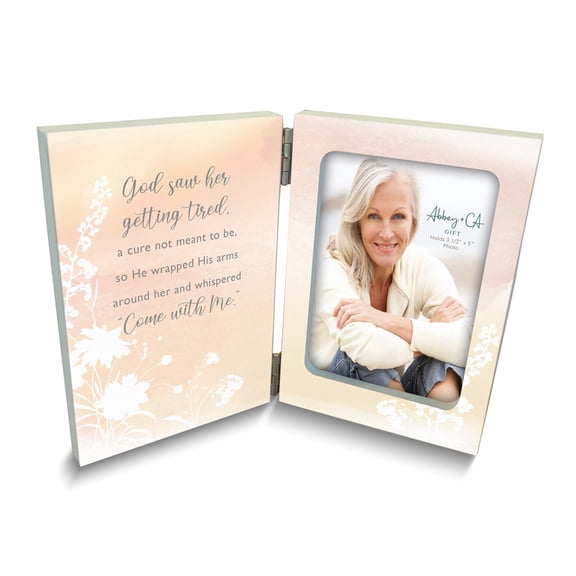 For Her Memorial Poem Hinged Wooden 3.5x5 Photo Frame with 1.75x1 Engraving Plate