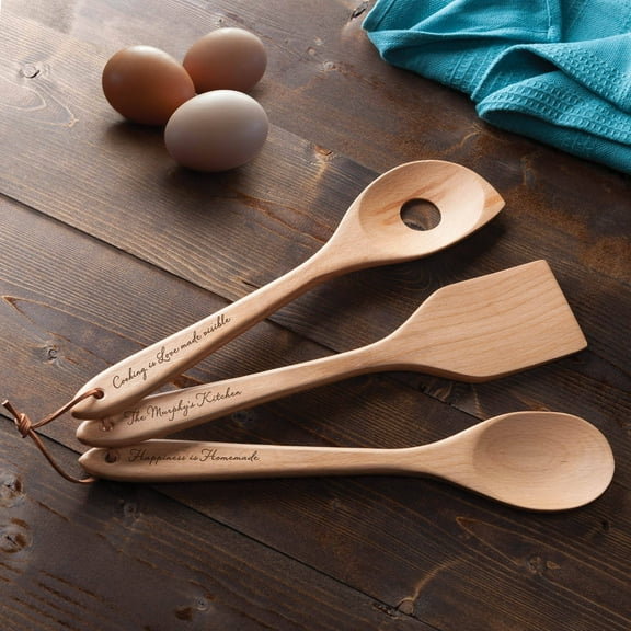 For Her Personalized 3-Piece Wood Utensil Set