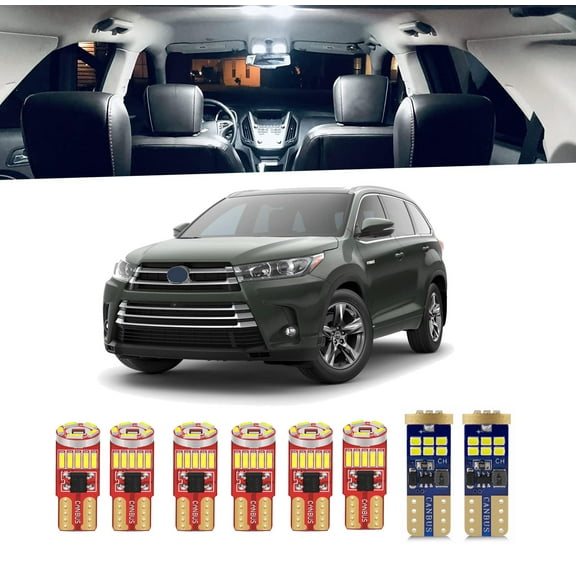For Highlander LED Interior Light Kit for Toyota Highlander 2014-2019 Interior LED Bulbs Package + License Plate Lights and Install Tool