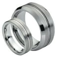 thumbnail image 1 of For Him & Her 8MM/6MM Tungsten Carbide Brushed Grooved Center Cut Wedding Band Ring Set, 1 of 4