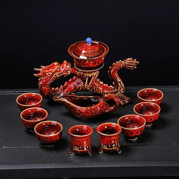 For Holiday Gift Kung Fu Teaset Chinese Dragon Teaset Automatic Tea Set Bone China Teapot And Tea Cup Set Travel Teaset