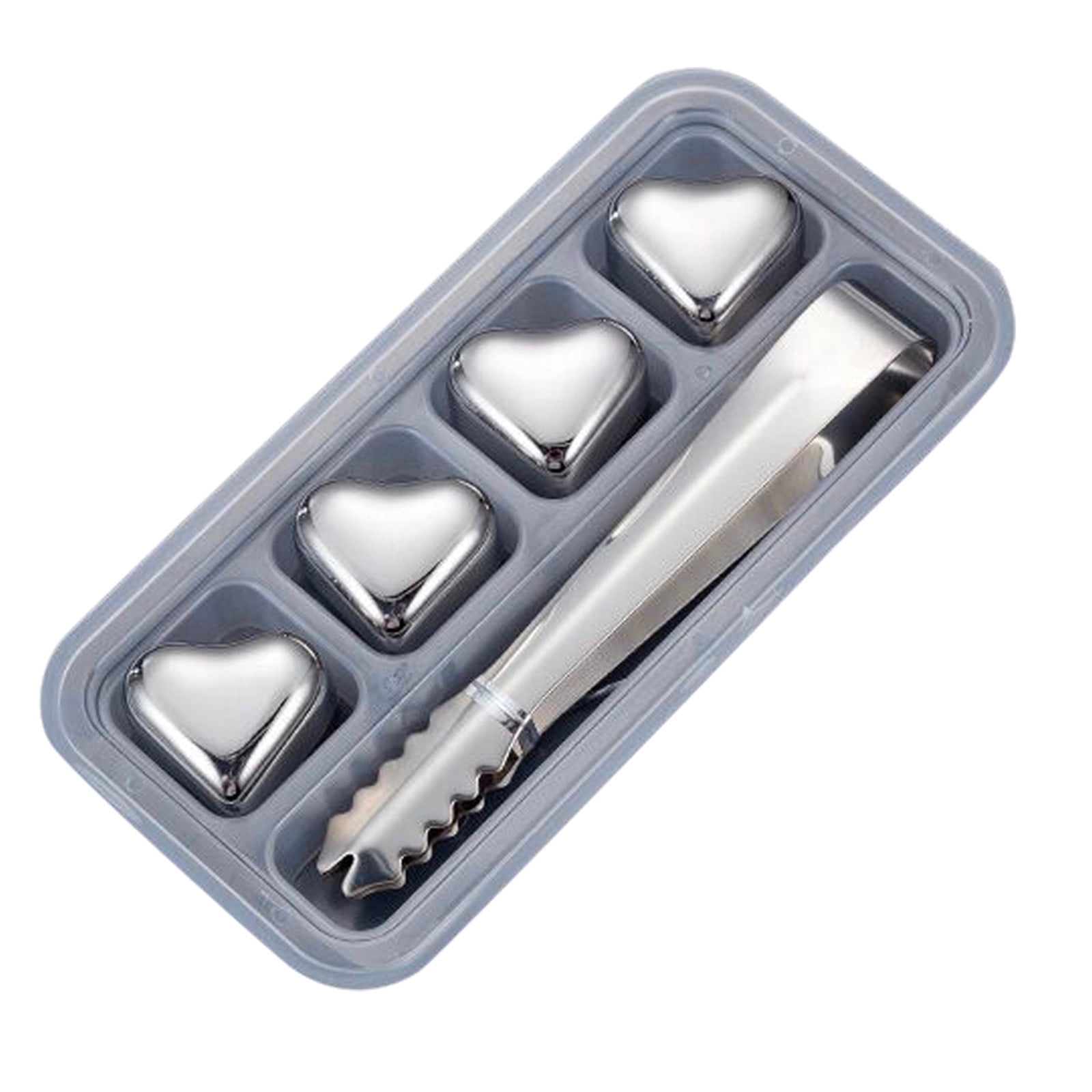 For Home Bar, Heart Shaped Stainless Steel Reusable Ice Trays Stones for and Unique Ice Cubes for Drinks Beverage Enhancers