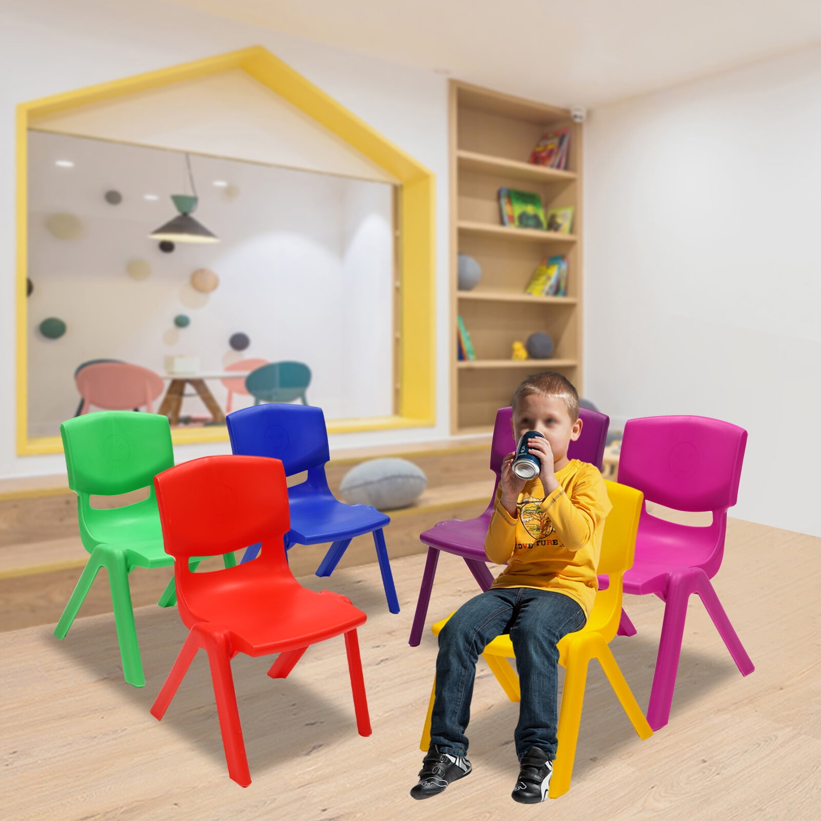 For Home Daycare Chairs 6Pcs Stackable School Chairs Kids Plastic Stack Chairs for Classrooms, Children's Bedrooms, Home