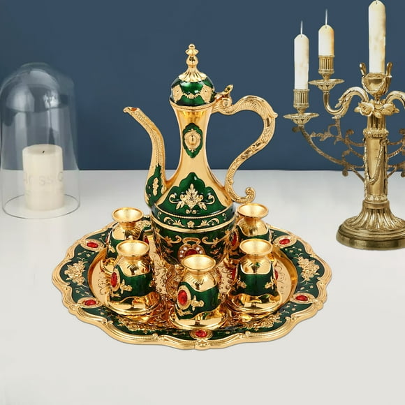 For Home Decor Birthday Christmas Housewarming Wedding Turkish Tea Set, Vintage Turkish Coffee Set with Pot and 6 Cups