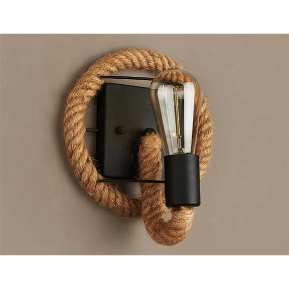 For Home Lightings Bar Cafe Living Room E27 Hemp Rope Loft Style Wall Lamp Vintage Iron Industrial Bedside Light Retro Fixtures