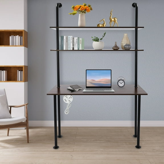 For Homes, Offices, Entrances, Student Dormitories 3 Tiers Wall Mounted Desk, Wall Mount Computer Writing Table, Wall Organizer