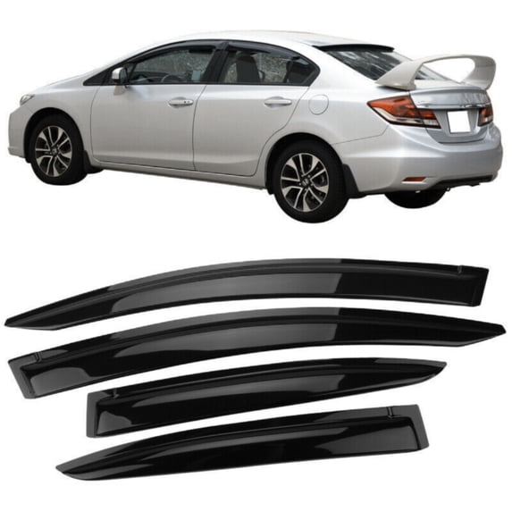 For Honda 12-15 Civic Sedan Window Visor Vent Sun Rain Deflector Guard 4Pcs Set