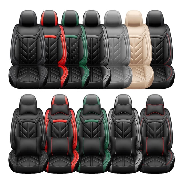 Universal 5-Seat Car Seat Covers Full Set | PU Leather | Padded & Waterproof | Front & Rear Seats With Headrest Covers 12 thumbnail image
