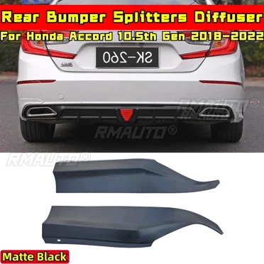 For Honda Accord 10.5th Gen 2018-2022 Body Kit Rear Bumper Splitters Diffuser Glossy Black Bumper Guard Car Accessories