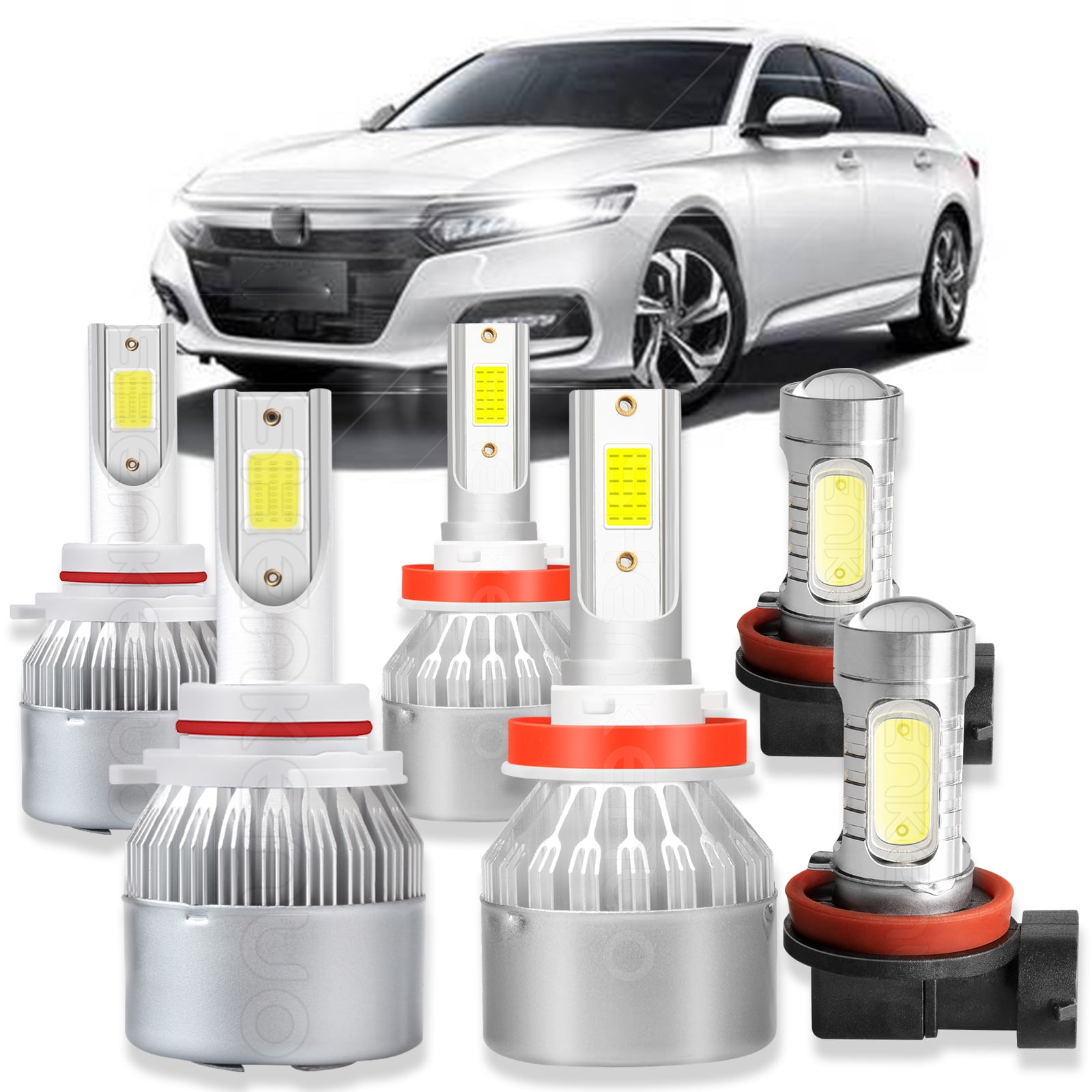 LED Bulbs Combo Kit For Honda Accord 2013-2015 | 9005 High Beam, H11 Low Beam & Fog Lights (6 Bulbs) - Super Bright 800%