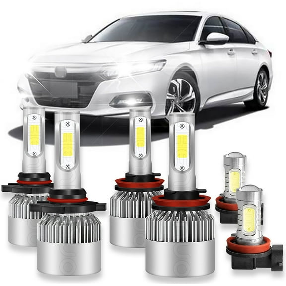 For Honda Accord 2013 2014 2015 LED Headlight High Low Fog Light Bulbs 6000K Xenon White Pack of 6