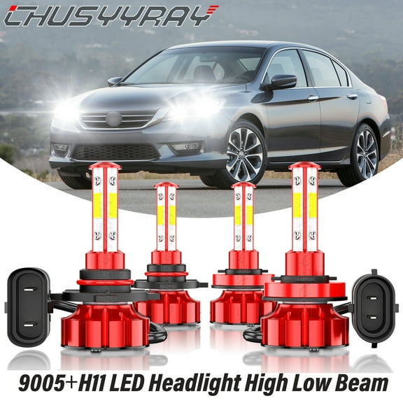 For Honda Accord 2013-2017 LED Headlight High Low Beam Bulbs Kit 6000K White 4 Pack
