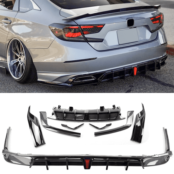 For Honda Accord 2021-2022 Carbon Fiber & Light Rear Bumper Diffuser Lip Spoiler