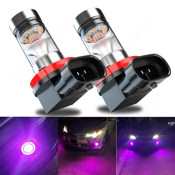 For Honda Accord Civic 2006-2014 H11 Fog Light Projector Lens Pink LED Bulbs